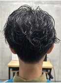 メンズ/アップバング/ツーブロックマッシュ/束感ショート波巻き