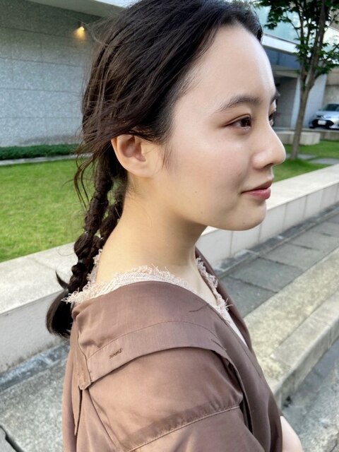 編み下ろし　玉ねぎヘア　ヘアアレンジ