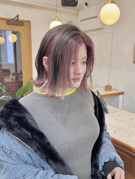 シエン 恵比寿(CIEN) 丸型卵型切りっぱなしボブエアリーロング美髪ピンクベージュ