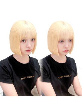 ベレーザ 渋谷(BELEZA) 9953秋色耳かけボブブロンド金髪シャギーボブシルキーベージュ