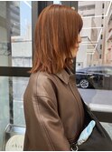 オレンジブラウン×レイヤーカット