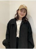 レイヤーミニウルフチェリーブラウンショート美髪前下がりボブ