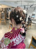 編みおろしヘアアレンジ/成人式セット/金箔/水引き