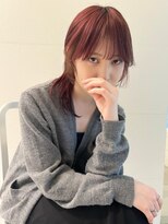 ダブ アオヤマ(DaB AOYAMA)&nbsp;ローライトmixボルドー顔まわりカット顔まわりレイヤーウルフ