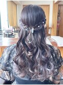 編み込みハーフアップ