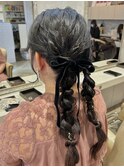 ツイン編み下ろしリボンアレンジ