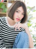 艶髪グレージュカラー透明感切りっぱなしボブh3大宮20代30代40代
