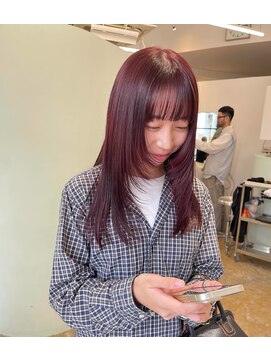 ユー(yew) チェリーカラー+顔周りカット