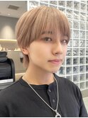 韓国メンズアッシュグレージュカラーシースルーマッシュシルバー