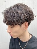 波巻きスパイラルパーマメンズマッシュシャドウパーマ佐賀眉毛