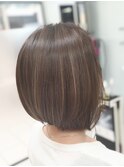 30代40代50代サラサラ大人前下がりベージュボブ　白髪染めぼかし