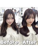 韓国ヘア　2wayバング  レイヤーカット くびれヘア  顔周り/