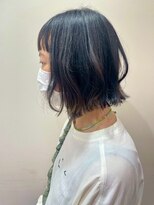 ベルクープス 天王寺店(Belle Coupes) 【Bellecoupes】大人女性のオン眉ボブヘア ネイビーグレー