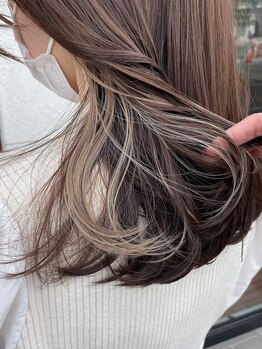 コットン 松本店(Cotton)の写真/[紅茶成分配合のオーガニックカラー]派手すぎないシークレットハイライト・さりげないインナーカラーが人気