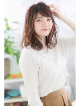 ミック ヘアアンドメイク アップ 駒込店(miq Hair&Make up) ゆるやかカール暖色系カラーモテミディ♪