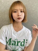 ロンドシェリ 仙台(Lond Cheri)&nbsp;グレーベージュケアブリーチ/マチルダボブ前髪/斜めバング仙台