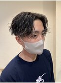 フェザーパーマセンターパート大人カッコイイ清潔感マニッシュ