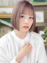 カバーヘア ブリス 志木南口駅前店(COVER HAIR bliss)&nbsp;小顔ミルクティーピンク切りっぱなしボブディc6志木10代20代30代