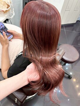 ミシェリー 新宿店(misherry) ナチュラル艶々姫カットレイヤーチェリーレッド暖色カラー