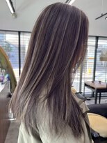 エガオ 藤沢店(EGAO)&nbsp;ロングストレートホワイトハイライトオリーブグレージュレイヤー