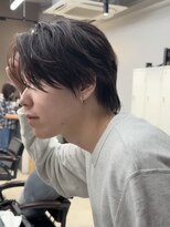 ガーデンタチカワネクスト(garden tachikawa next) 大人男子ナチュラルセンターパートウルフ毛流れカット20代30代