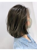ミディアムボブグレージュハイライト20代30代40代