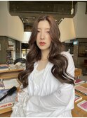 韓国風ロング×ブリーチなしダブルカラー