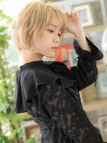 カバーヘア イヴ 戸頭店(COVER HAIR EVE)&nbsp;ハイトーンカラー斜めバングフェザーショートc5戸頭10代20代30代