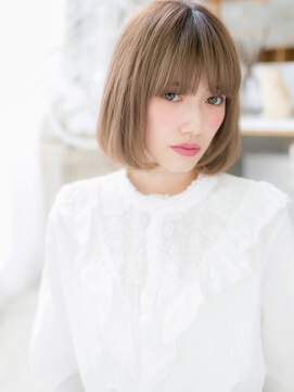 モッズヘア 越谷(mod's hair) くすみベージュ内巻きワンカール前下がりボブh3越谷20代30代40代