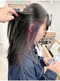 インナーカラーラベンダー×透明感カラー＊艶髪ストレート