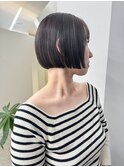 ミニウルフショートチェリーブラウンショートボブ外ハネボブ