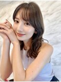 ミニウルフレイヤーカット顔周り前髪韓国ミディアムロング/池袋