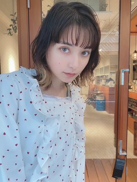 ルービック バランス 天王寺(Rubik's×Balance) 20代30代40代くせ毛風無造作黒髪レイヤーミディ/インナーカラー