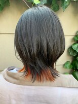 エム(EM)&nbsp;ブリーチインナーカラーオレンジカラー前髪カットトリートメント