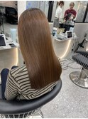 ★斜めバングミディアムヘアグレージュカラーシルキーベージュ★