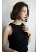 ★流し前髪こなれミディアムイメチェン波ウェーブパーマ大人女子