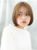 透け感前下がりボブ外国人風ハイトーンカラーn古河20代30代40代