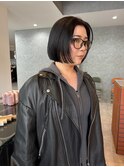 黒髪ストレートボブ/ラインボブ/ミニボブ/