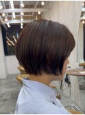 くびれヘア/アプリコットオレンジ/レイヤー/ショートボブ/韓国