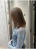 韓国顔まわりレイヤーカットグレージュオリーブベージュブラウン