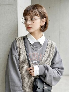 #ショートボブ #ミニボブ #ミルクティーブラウン