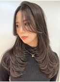 韓国ヘアーハッシュカットレイヤーカットハイライトカラー