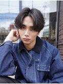 テーパーフェードニュアンスパーマ刈り上げセンターパートメンズ