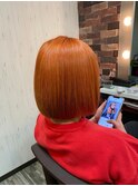 10代20代マロンオレンジベージュカラー×ストレートボブ