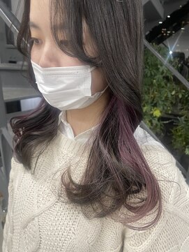 ヘアー アイス 御器所本店(HAIR ICI) ツヤっとパープルピンクイヤリングカラー