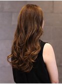 巻き髪ロング ブラウンカラー 艶トリートメント ブリーチなし