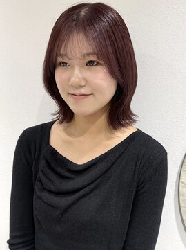 ラミエバイメルト 下北沢(lamie by melt) 花田くびれボブピンクラベンダーブリーチなしダブルカラー下北沢