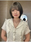 ショートレイヤーフェイスレイヤーブリーチオリーブグレージュ