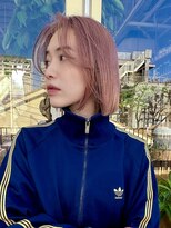 エルム 府中(yelm)&nbsp;【ピンクベージュ×ボブ】#ダブルカラー#髪質改善#ハイライト