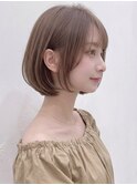 夏カラーブリーチなし内巻きボブミルクティーベージュp戸田公園